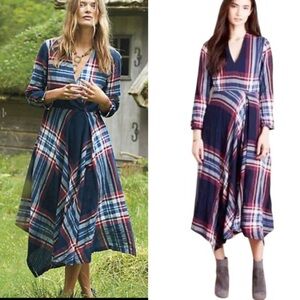 Anthropologie Plaid Maxi Dress - Blue and Red